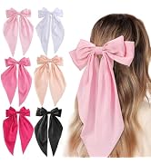 Unbednigt Hair Bows for Women, 6 PCS Silky Satin Hair Clips, Large Bow Hair Barrettes, Oversized ...