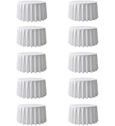 Surmente 10 Pack White Tablecloth for Round Tables, 120-inch Round Table Cloths for Weddings, Ban...