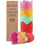 Gifbera 200pcs Colorful Tulip Cupcake Liners Paper Muffin Baking Cups, Unbleached Parchment Paper...