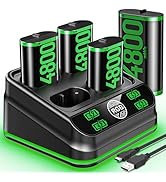 Kytok Fast Charging 4 x 4800mWh Rechargeable Battery Pack for Xbox One/Xbox Series X|S, Rechargea...