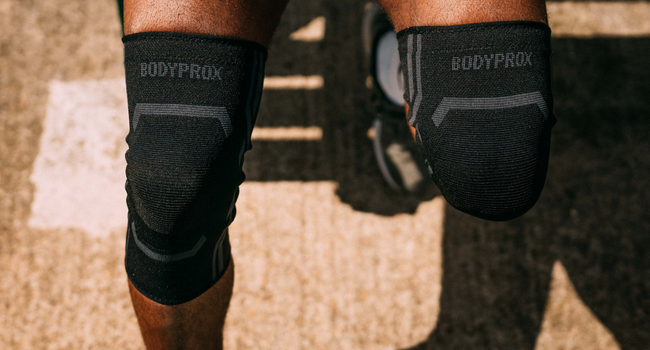Close up of BODYPROX knee sleeves