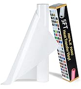 RENLITONG White Glitter HTV Heat Transfer Vinyl Rolls 12 Inch x 5 feet Roll Iron on DIY for T-Shi...