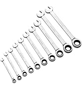 MAXPOWER 10Pcs Ratcheting Wrench Set SAE Ratchet Wrench Set with Bag Organizer, Premium CR-v Stee...