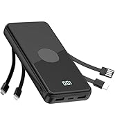 TXQX Portable Charger with Built in Cables,High Speed Power Bank 10000mAh Travel Battery Pack 5 O...