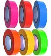 Flagging Tape Assorted Colors,Non-Adhesive Marking Survey Tape,6 Rolls Hi-Vis Plastic Ribbon Outd...