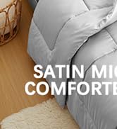 MR&HM Queen Comforter Set Champagne, Reversible Satin Microfiber Comforter Set for All Seasons, 3...