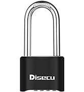 disecu 4 Digit Heavy Duty Combination Lock 2.5 Inch Long Shackle Outdoor Waterproof Padlock for S...