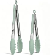 EEKEDO Kitchen Tongs, Stainless Steel Silicone Tongs for Cooking 600ºF High Heat-Resistant BBQ