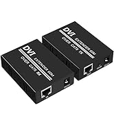 DVI Extender Over Cat6 Ethernet Cable up to 196ft with Transmitter and Receiver Repeater Balun Ad...