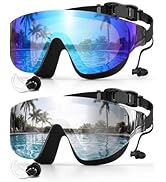 Zoomsnail Swim Goggles 2 Pack, Rimless Wide View Swimming Goggles for Adult, Anti-Fog UV Leaking ...
