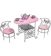 Badger Basket Tea Time Toy Metal Doll Table and Chair Set with Accessories for 18 inch Dolls - Si...