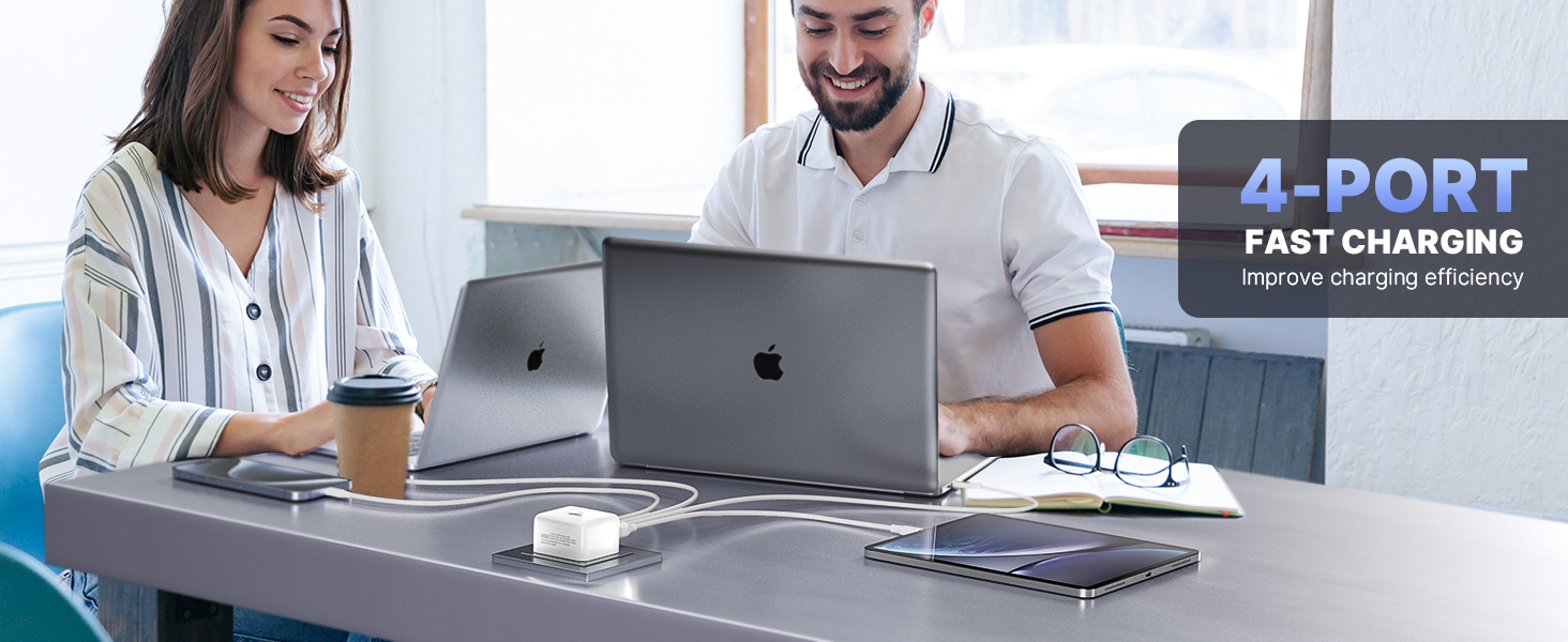 40W 4-Port USB C Charger Block