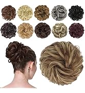 FESHFEN Messy Bun Hair Piece, Messy Hair Bun Scrunchies for Women Brown and Blonde Synthetic Wavy...
