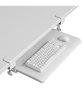 BONTEC KMT01-PJ Under Desk Keyboard Tray, Pull-Out Keyboard & Mouse Platform with C-Clamp, 20 x 1...
