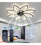 BESKETIE 35'' Bladeless Ceiling Fan with Lights Remote Control, Modern Low Profile Ceiling Fans w...