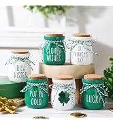 FunouHome St. Patrick's Day Decorations - 6PCS Mini Glass Jars - Farmhouse St. Patrick's Day Deco...