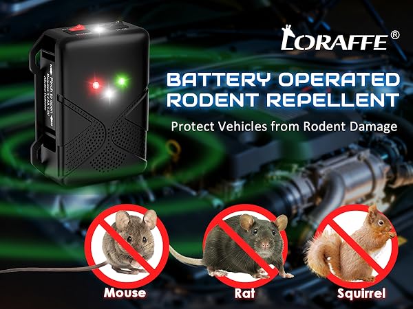 battery operated rodent repellent for car engines