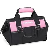 FASTPRO 12-Inch Pink Tool Bag,Zip-top Wide Mouth Open Storage, 600D Polyester Fabric Material for...