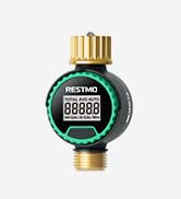 RESTMO 360° Rotatable Water Flow Meter, Pure Brass Inlet & Outlet Water Meter, Measure Gallon/Lit...