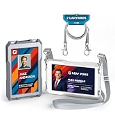 LEAF POND 2 Pack Hard Plastic Badge Holder with Lanyard | Heavy Duty & Clear PC ID Case, Holds 2 ...