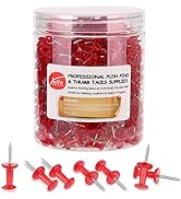 Yalis Push Pins 600 Count, Standard Clear Red Thumb Tacks Steel Point and Red Clear Plastic Head ...