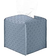 Tissue Box Cover, Leather Tissue Box Holder, Square Tissue Holders for Bathroom, 5"x5"x5" (Quiet ...
