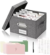 Hiwhy Greeting Card Storage Box, Linen Storage Box with 16 Adjustable Dividers, 84 Labels, 1 Mark...