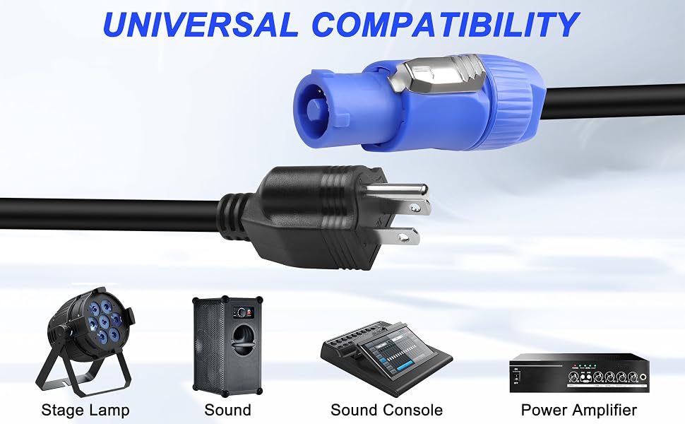 Powcon to NEMA 5-15P 3 pin cable