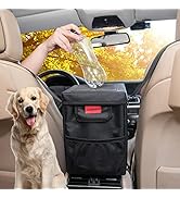 Hanging Car Trash Bag Can with Lid, Collapsible Car Garbage Bag with Pockets, Car Garbage Can for...
