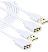 Costyle White USB Extension Cable, 2-Pack USB 2.0 10ft/3m USB Type A Male to A Female USB Extensi...