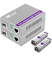 XZSNET A Pair of 1.25G/s Gigabit Multi-Mode Dual LC Fiber to Ethernet RJ45 Media Converter for 10...