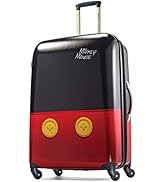American Tourister Disney Hardside Luggage with Spinner Wheels, Black,Red/Mickey Mouse Pants, Che...