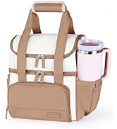 HOEMSPON Double Layer Insulated Lunch Bag for Women Leakproof Cooler Tote with Cup Holder Shoulde...