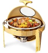 6.34QT Round Chafing Dish Buffet Set, Roll Top Stainless Steel Food Warmer Chafers and Buffet War...