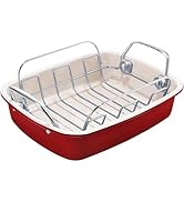 KITESSENSU Nonstick Turkey Roasting Pan with Rack 17 x 14 inch - Large Chicken Roaster Pan for Ov...