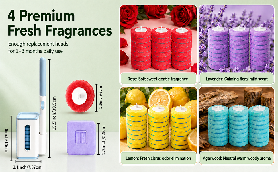 4 types of aromatic varieties disposable toilet brush replacement heads