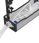 DELAMU 25'' Upgraded No Drilling Under Desk Cable Management Tray, Black | Under Desk Cable Manag...