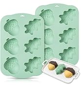 QELEG Silicone Cake Baking Pan, 2 Pack Fall Acorns Maple Leaf Chocolate Mold DIY for Soap Cake Mu...