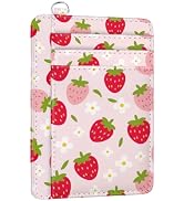 peacoblue RFID Blocking Credit Card Holder for Women - Strawberries PU Leather Slim Wallet with I...