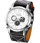 Avaner Men's Oversize Steampunk Watches: Retro Wide Band Analog Quartz Leather Strap Big Face Lar...