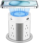 Pop Up Outlet for Countertop, 15W Wireless Charger PD 45W, 2 USB-A & 2 USB-C & 8AC Outlets 15A Ta...
