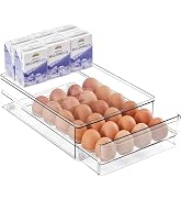 vacane 24 Egg Drawer for Fridge, Pull Out Egg Storage Container with Non-Slip Pads Refrigerator O...