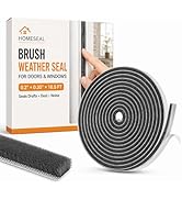 Self-Adhesive Pile Weather Stripping, 0.35" W x 0.2" T x 16.5 ft, for Sliding Windows & Doors, Br...
