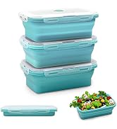 Alimat PluS Silicone Food Storage Containers, 3 Pack Set 40.5oz/1200ml Collapsible Food Storage C...
