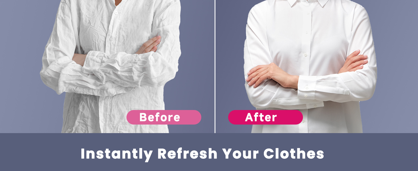 The steamer removes wrinkles instantly, refreshing clothes like new!