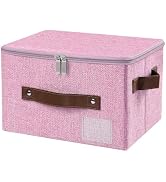 ANMINY Storage Bins with Zipper Lid Storage Boxes with Label Holder PU Leather Handles Washable F...