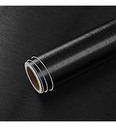 VEELIKE Black Brushed Stainless Steel Contact Paper for Kitchen Appliances 15.7''x118'' Black Pee...