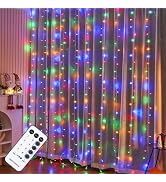 WATERGLIDE 300 LED Curtain Lights, Remote Control Christmas Decorative Hanging String Lights, 8 L...