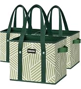 DSDCDJ Reusable Grocery Bags 3 Pack - Heavy Duty Reusable Shopping Bags with Hard Bottom & Long H...