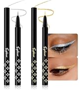 2PCS Metallic Glitter Colored Liquid Eyeliner Pens Set04 – Waterproof Mark Silver White or Gold L...